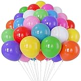 Mehrfarbige Geburtstag Luftballons Bunt 110 Stück Groß 30,5 cm - Partyballon für Luft & Helium aus 100 % NATURLATEX - Ballons in 11 Farben aufblasbare Luftballon für Deko Taufen Hochzeiten