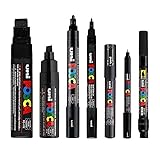 POSCA Black - Full Set of 7 Pens (PC-17K, PC-8K, PC-5M, PC-3M, PC-1M, PC-1MR, PCF-350)