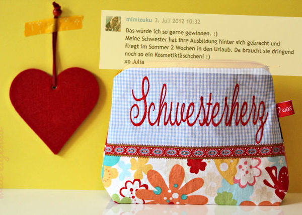 Giveaway Gewinnerin Schminktäschchen Schwesterherz waseigenes.com