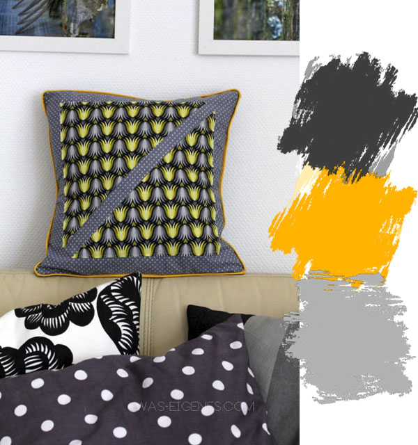 DIY Wohnzimmerkissen | Kissenhüllen selbernähen | gelb grau und schwarz | waseigenes.com