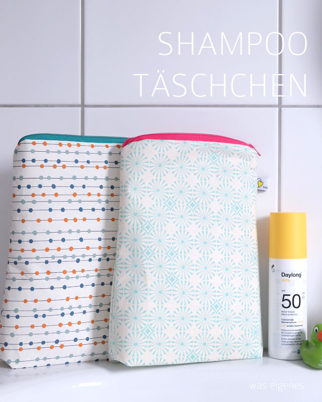DIY Shampoo Täschchen von waseigenes.com DIY Blog | Reißverschluss-Taschen, mit Duschvorhang gefüttert, für Shampoo und Duschgel | waseigenes.com DIY Blog