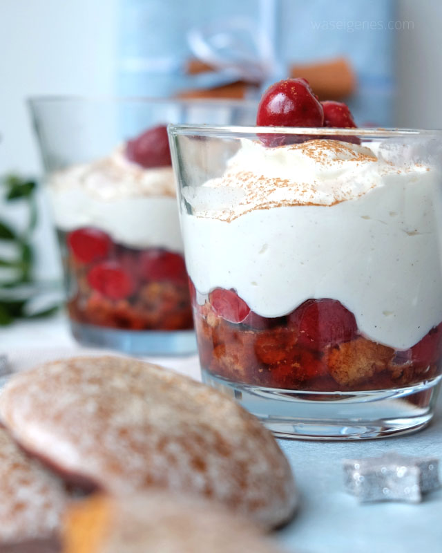 Lebkuchen Dessert mit Mascarpone-Quark Creme und Schattenmorellen | waseigenes.com
