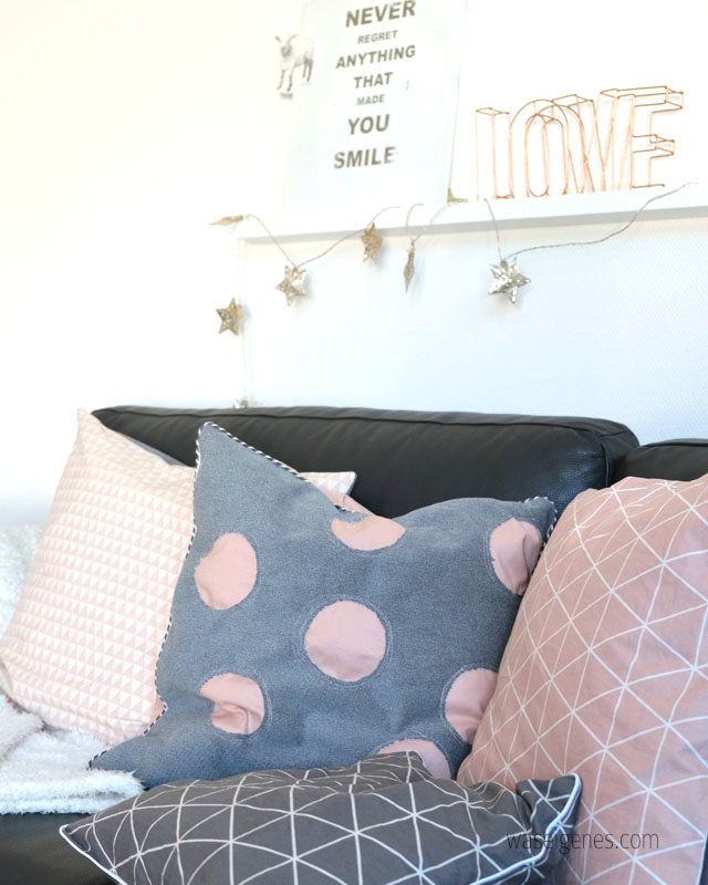 Wohnzimmer | rosa grau schwarz weiss und ein bisschen kupfer | Unser Wohnzimmer mit neuen Farbtupfern | Einrichtung | waseigenes.com 