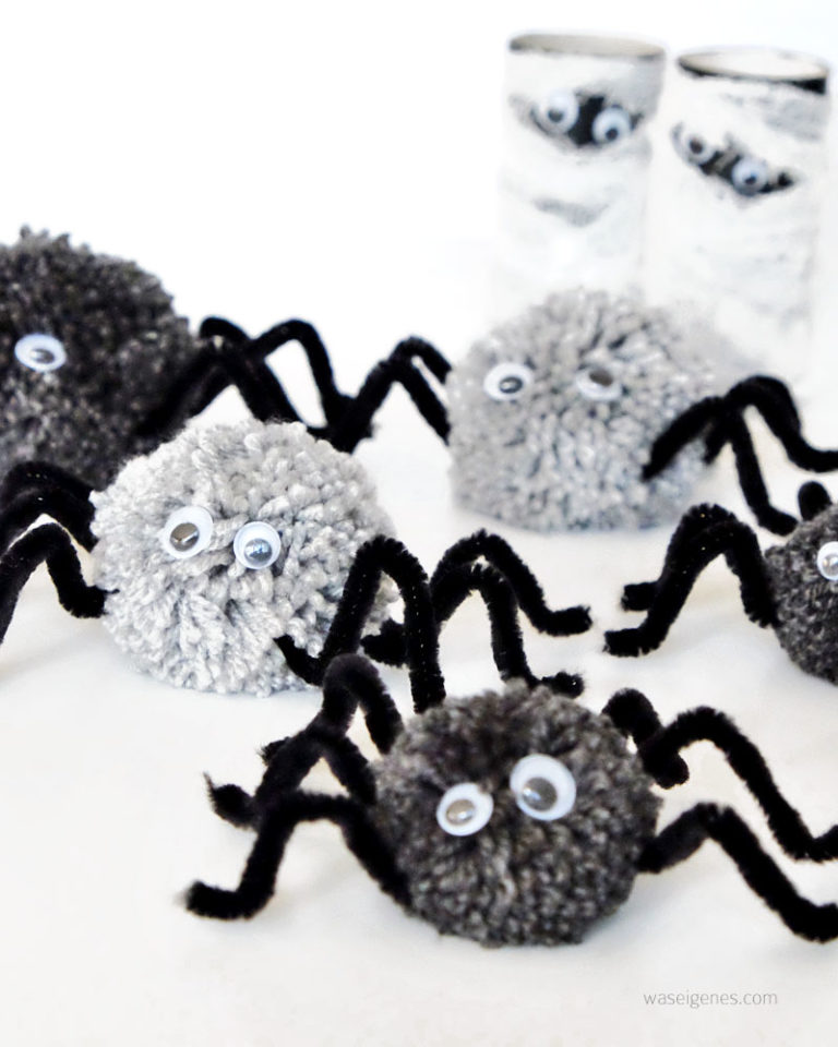 DIY Halloween Deko: Dosen Gespenster, Toilettenpapier Mumien & Pompom