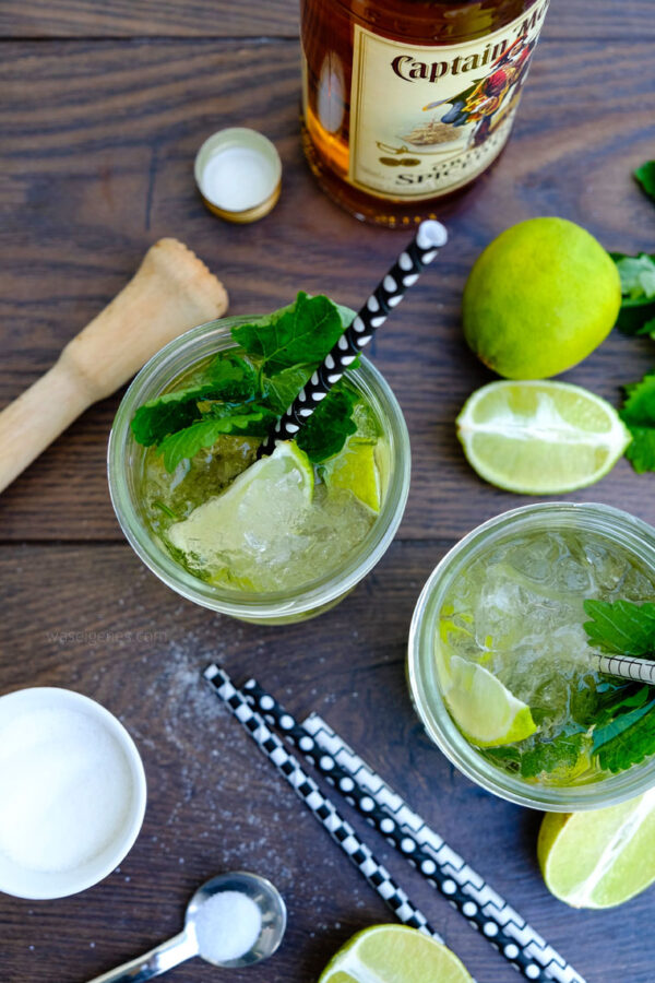 Rezept Spiced Mojito Rum, Limetten, Minze, Soda Wasser