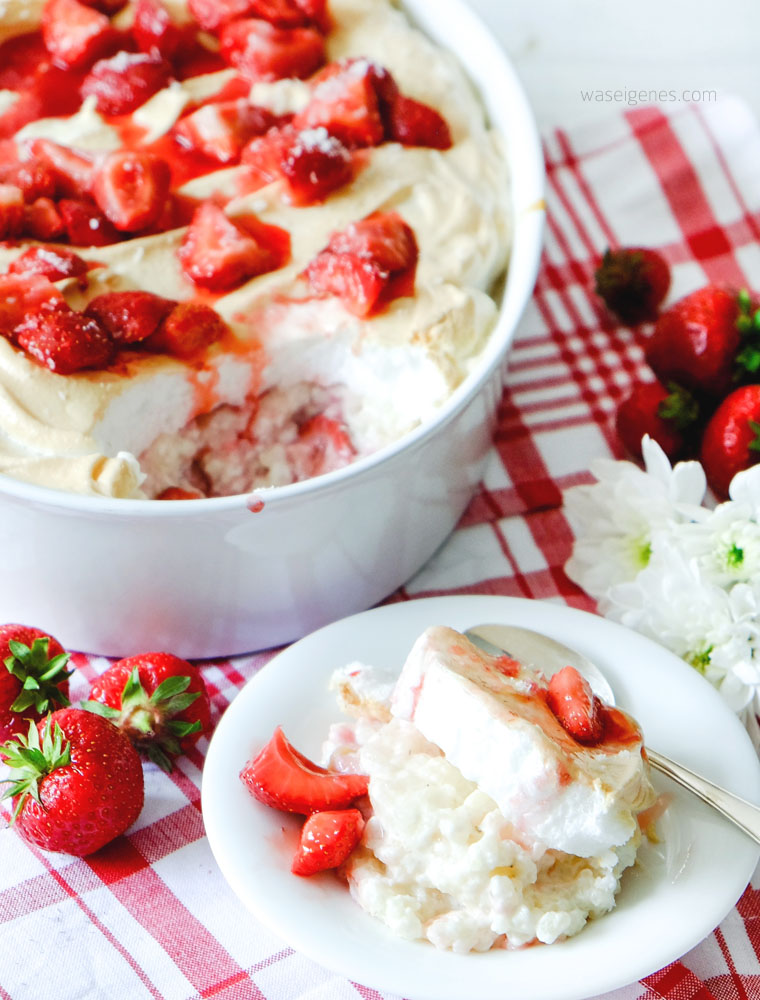 Rezept: Milchreisauflauf mit Erdbeeren, Quark und Baiserhaube | waseigenes.com