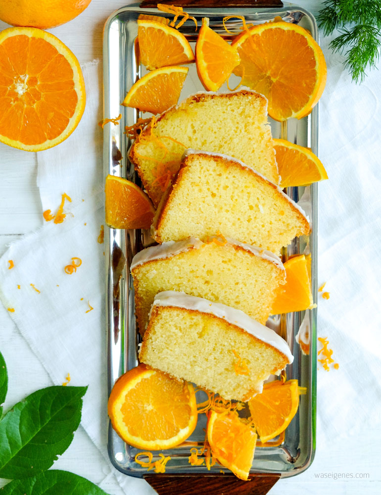 Rezept: Orangenkuchen mit Zuckerguß | Saftig fluffiger Orangenkuchen #Rezept #Orangenkuchen #Kuchen #Kastenkuchen #Kastenform #backen waseigenes.com 