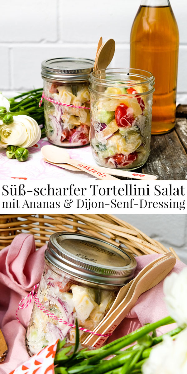 Rezept: Süß-scharfer Tortellini Salat mit Ananas und Dijon-Senf-Dressing, Sandwiches & Aoste Snack Tüte | Picknick | waseigenes.com