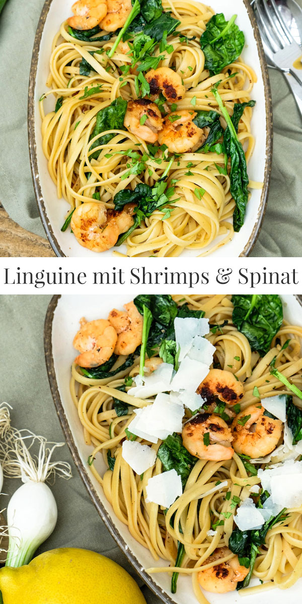 Rezept Linguine mit Shrimps und Spinat | waseigenes.com 