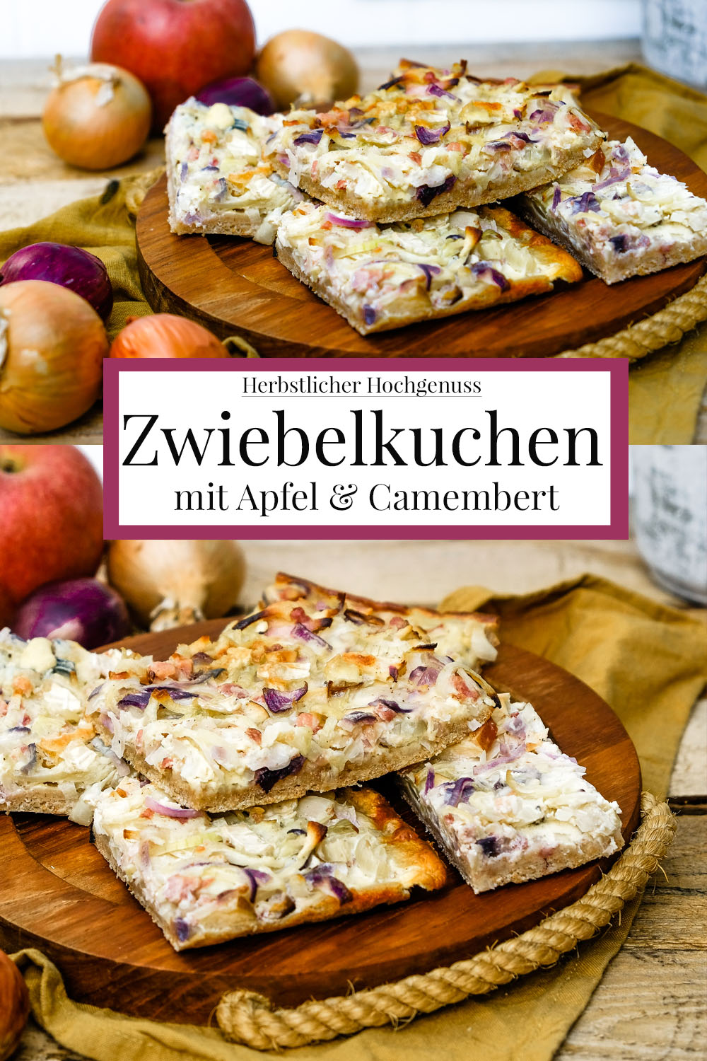 Herbstklassiker: Zwiebelkuchen mit Apfel & Camembert | Rezept | waseigenes.com #Zwiebelkuchen