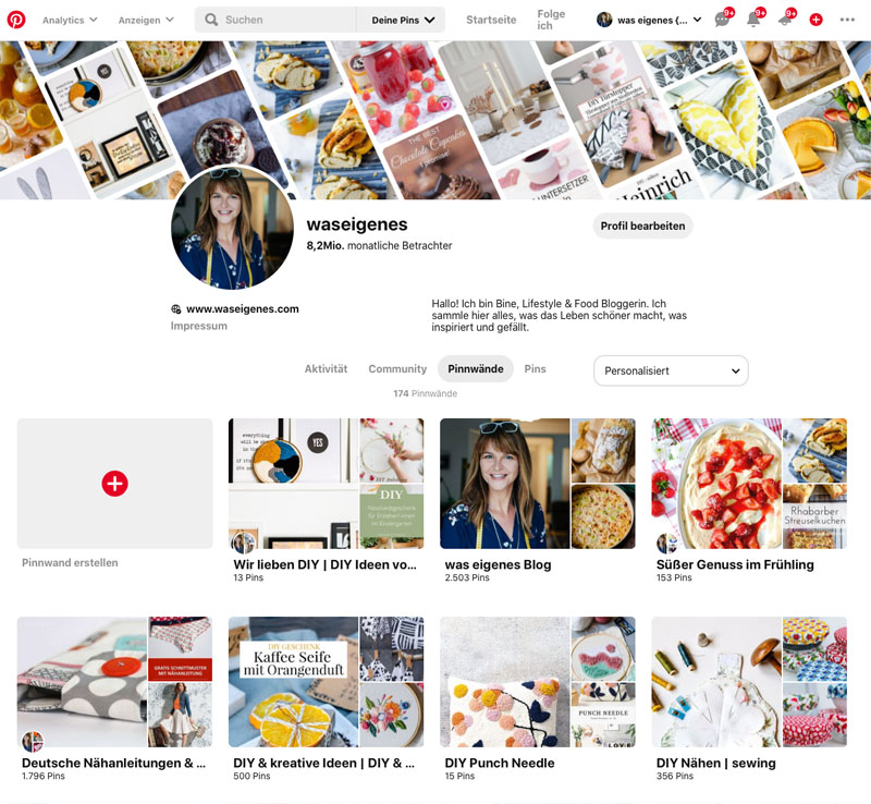 Pinterest Account von waseigenes.com