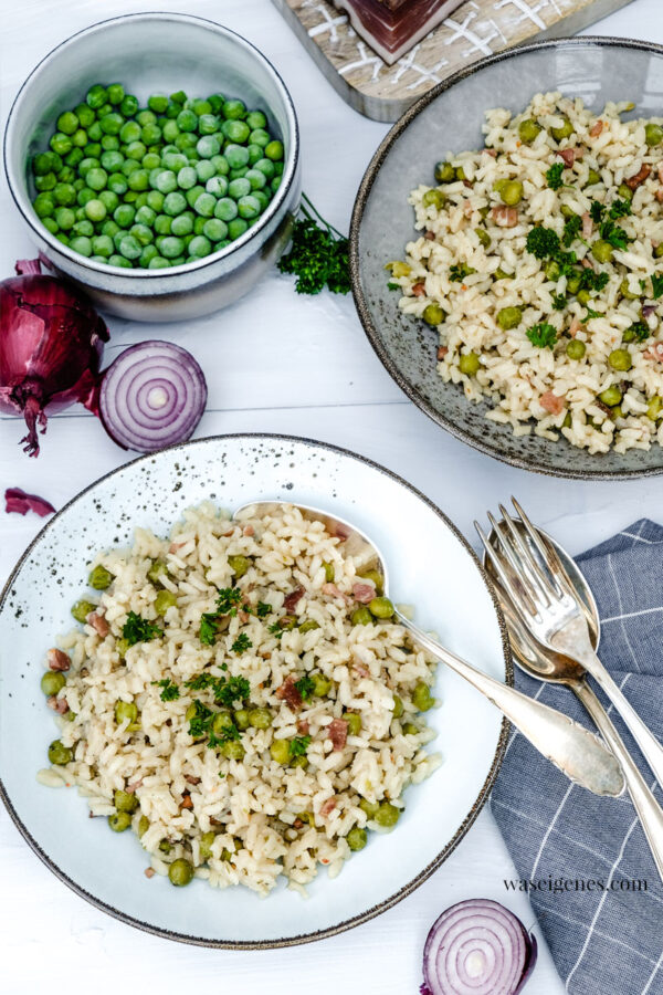 Risotto mit Erbsen, Speck & Parmesan {Risi e Bisi} | waseigenes.com Risotto mit Erbsen, Speck & Parmesan {Risi e Bisi} | waseigenes.com