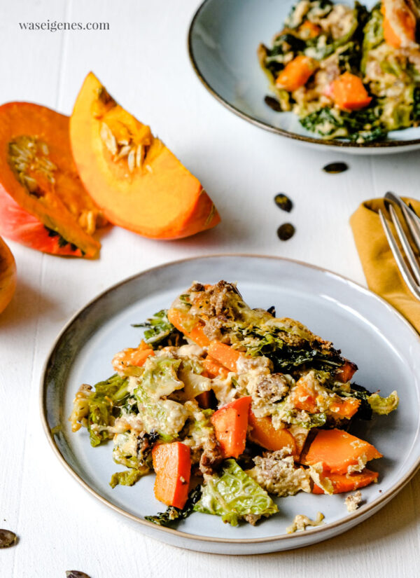 Kürbis-Wirsing-Hack-Auflauf Rezept | herzhaft &amp; lecker | waseigenes