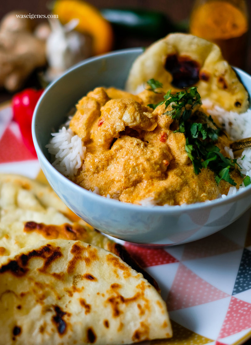 Rezept: Cremiges Butter Chicken Curry aus dem Thermomix mit Basmati Reis und Naan | Was koche ich heute? Rezepte für die Familie? | waseigenes.com