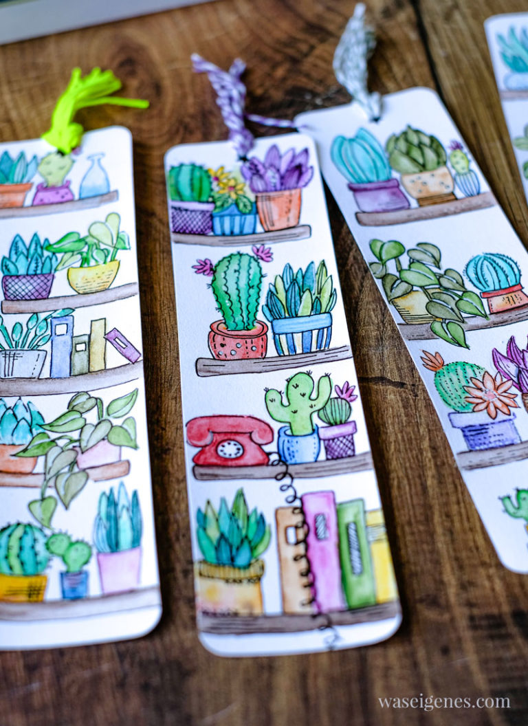 Lesezeichen basteln und malen mit Aquarell Buntstiften | waseigenes