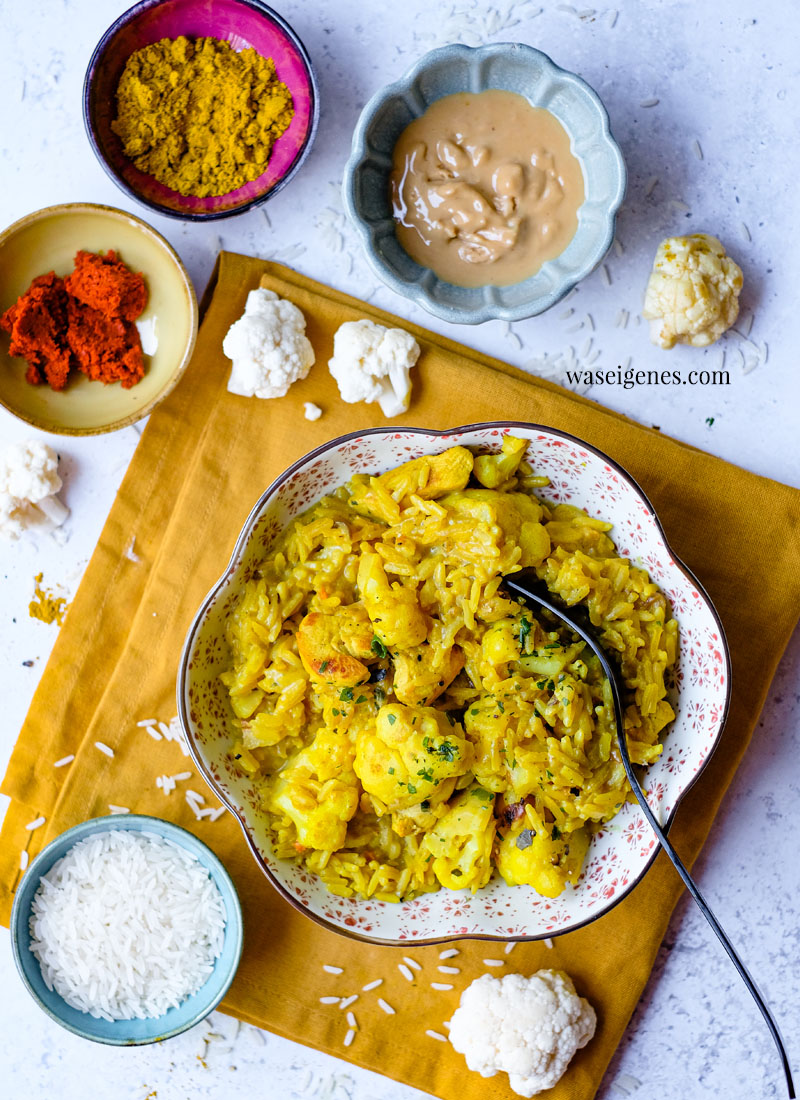 Rezept: Blumenkohl-Reis-Pfanne mit Hähnchen und Curry | Was koche ich heute? Rezepte für jeden Tag | Kochen für die Familie | schnelle & einfache Rezepte | waseigenes.com