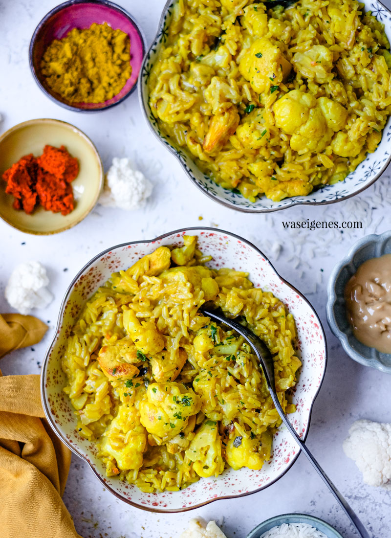 Rezept: Blumenkohl-Reis-Pfanne mit Hähnchen und Curry | Was koche ich heute? Rezepte für jeden Tag | waseigenes.com