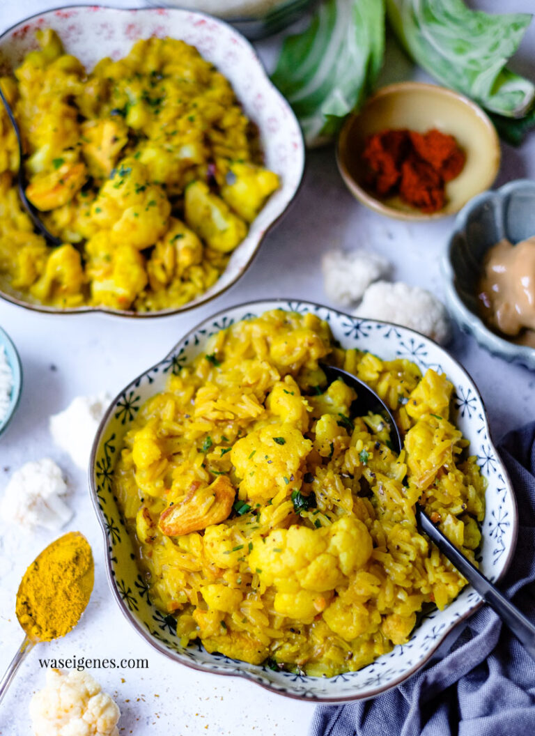 Blumenkohl-Reis-Pfanne mit Hähnchen und Curry | waseigenes.com