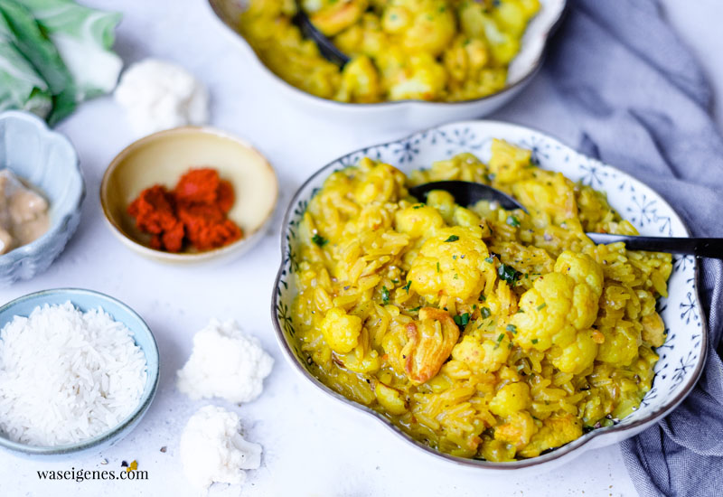 Rezept: Blumenkohl-Reis-Pfanne mit Hähnchen und Curry | Was koche ich heute? Rezepte für jeden Tag | waseigenes.com