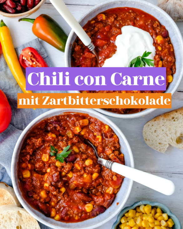 Rezept: Chili con Carne mit Kidneybohnen, Mais, Paprika und Zartbitterschokolade | Das beste Chili con Carne | Was koche ich heute? | Familienrezepte | Kochen für die Familie | waseigenes.com