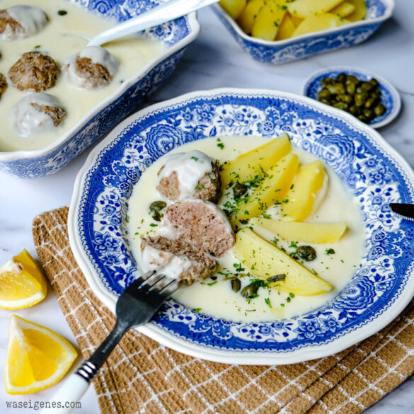 Rezept: Königsberger Klopse mit Salzkartoffeln | Schritt für Schritt Anleitung und viele Infos, z.B.: Was sind eigentlich Kapern | waseigenes.com | Was koche ich heute?