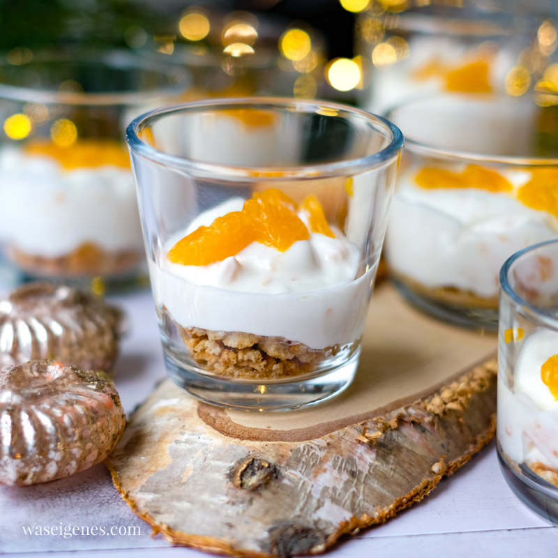 Rezept: Käse-Sahne-Dessert mit Mandarinchen und Keksboden | ganz einach, super cremig | waseigenes.com