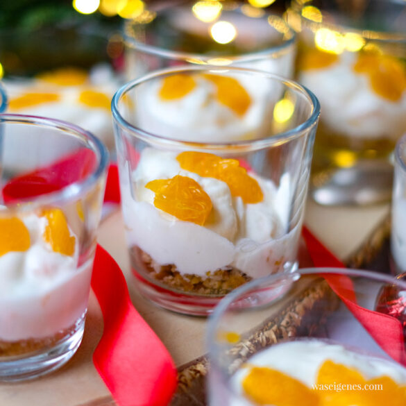Rezept: Käse-Sahne-Dessert mit Mandarinchen und Keksboden | ganz einach, super cremig | waseigenes.com