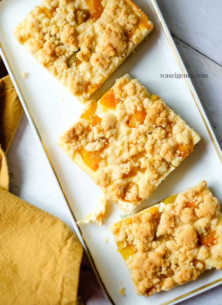 Quark-Streuselkuchen mit Pfirsich | Blechkuchen | waseigenes.com