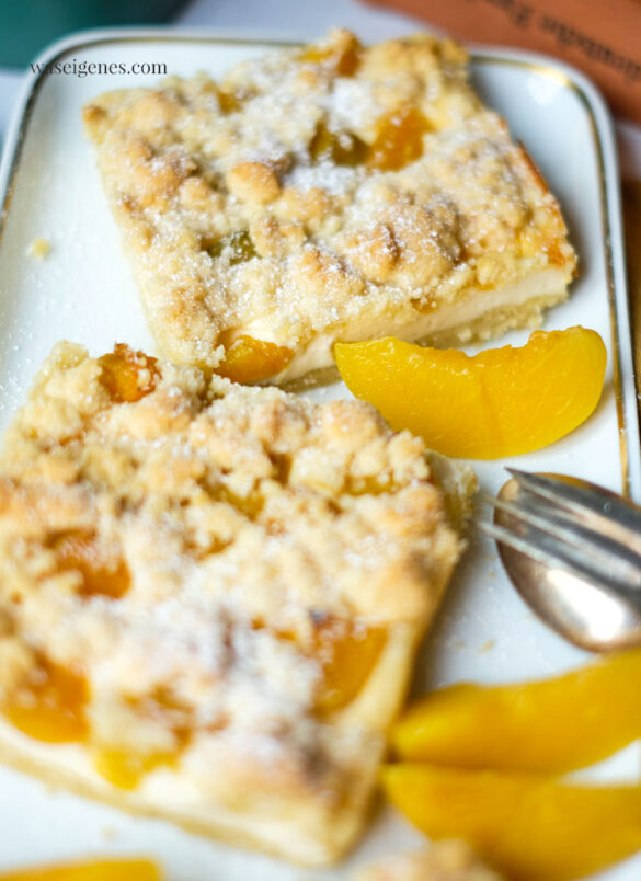 Quark-Streuselkuchen mit Pfirsich | Blechkuchen | waseigenes.com