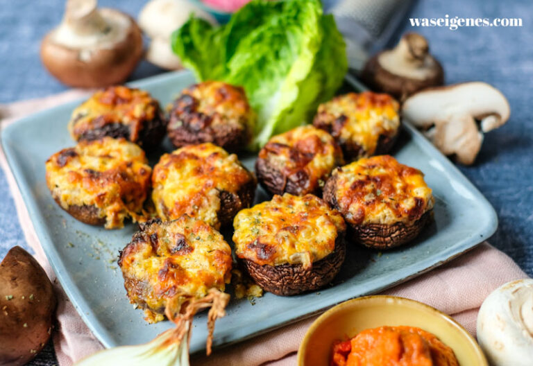 Gefüllte Champignons aus der Heissluftfritteuse | waseigenes.com Gefüllte Champignons aus der Heissluftfritteuse | waseigenes.com