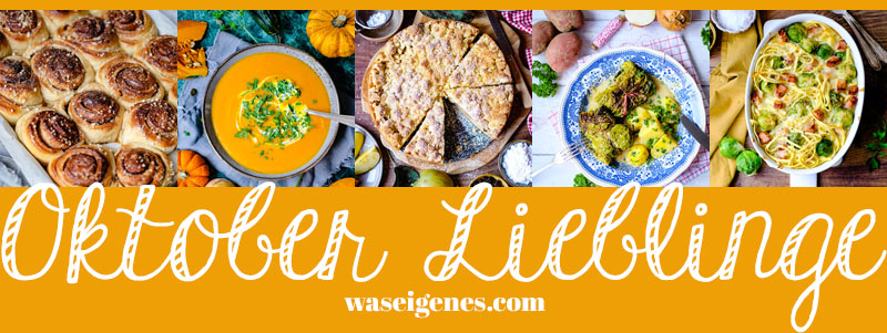 5 Herbstrezepte für den Oktober | waseigenes.com (Spätzleauflauf mit Rosenkohl, Apfel-Streuselkuchen, Klassische Kürbissuppe, Kohlrouladen, Zimtschnecken)