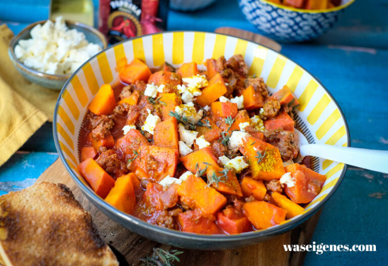 Kürbis-Hackfleisch-Pfanne mit Feta | Herbstgenuss pur!
