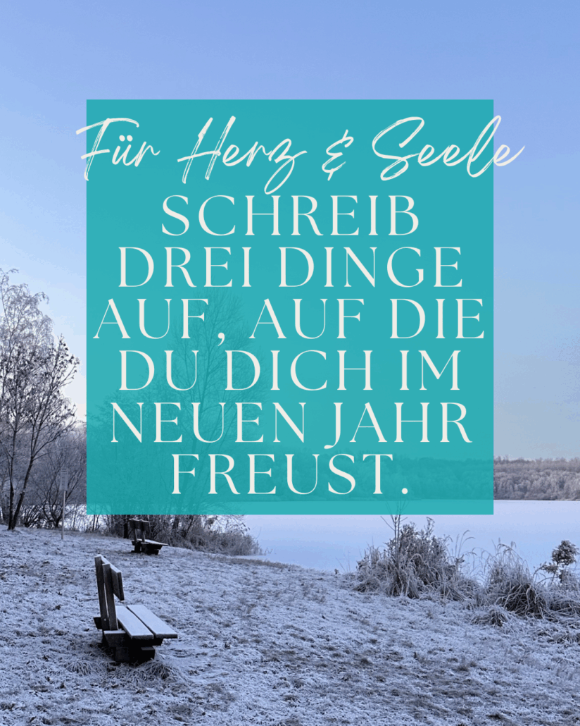 Dezembermomente ~ Ein kleiner Stern pro Tag – für gute Gefühle, Achtsamkeit & Wärme im Advent.
Schreib drei Dinge auf,
auf die Du Dich im neuen Jahr freust.
