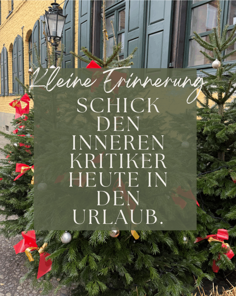 Dezembermomente ~ Ein kleiner Stern pro Tag – für gute Gefühle, Achtsamkeit & Wärme im Advent:
Schick den inneren Kritiker
heute in den Urlaub.