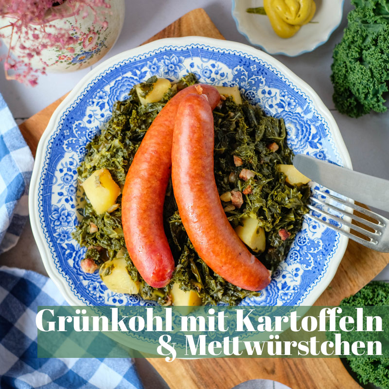 Deftiger Grünkohl mit Kartoffeln und Mettwürstchen | waseigenes.com