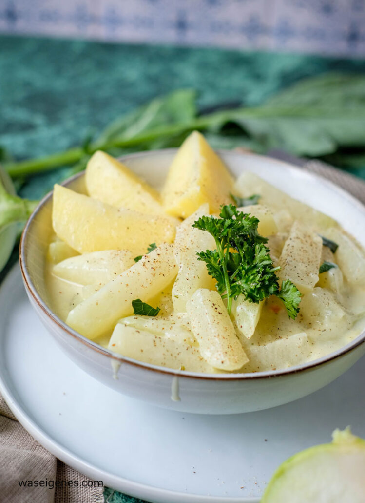 Kohlrabi Gemüse in heller Soße (klassischer Rahmkohlrabi wie bei Oma)