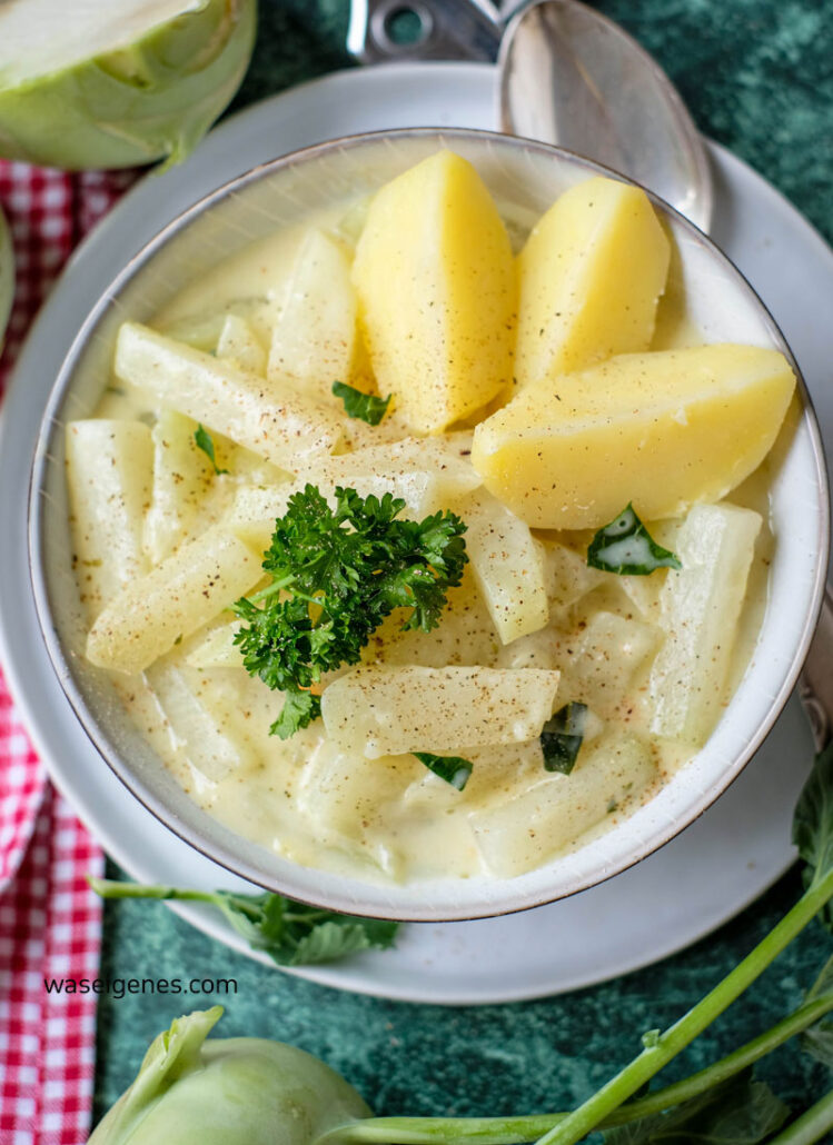 Kohlrabi Gemüse in heller Soße (klassischer Rahmkohlrabi wie bei Oma)