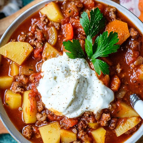 Herzhafter Bauerntopf mit Hackfleisch, Kartoffeln und Paprika - Rezept von waseigenes.com